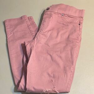Pink High-Rise Skinny Jeans with Stretch Waistband